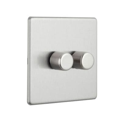 Screwless 2G LED Dimmer 5-100W - Brushed Steel SL662BS