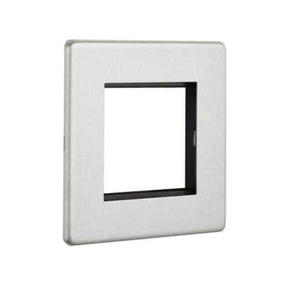 Screwless 2G Modular Faceplate (2 Modules) - Brushed Steel SLMFP2BS