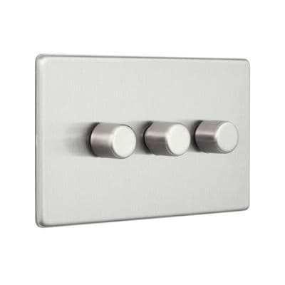 Screwless 3G LED Dimmer 5-100W - Brushed Steel SL663BS