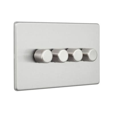 Screwless 4G LED Dimmer 5-100W - Brushed Steel SL664BS