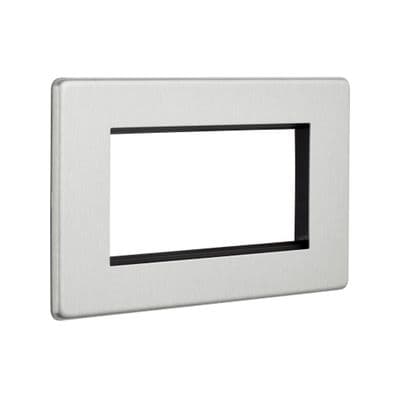 Screwless 4G Modular Faceplate (4 Modules) - Brushed Steel SLMFP4BS