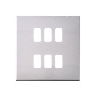 Screwless 6G Grid Front Plate - Brushed Steel SLGFP6BS