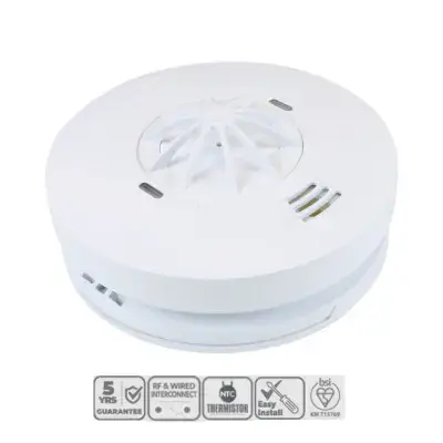 SHC-WIR-HE Mains Operated Heat Alarm 5YR Replaceable RF/Wired