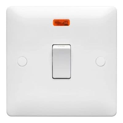 Verso 1 Gang 20A Double Pole Switch & Neon White Plastic | V814N