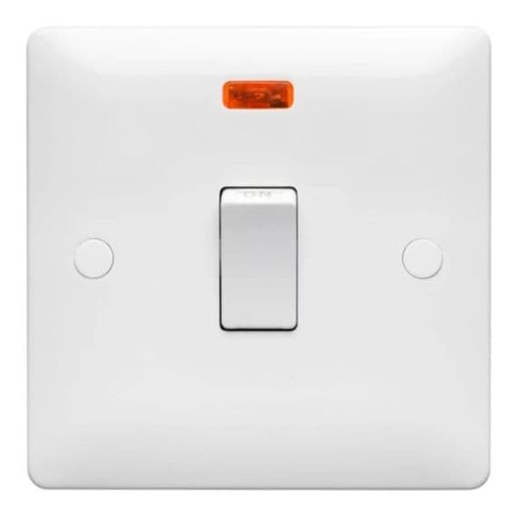 Verso 1 Gang 20A Double Pole Switch & Neon White Plastic | V814N