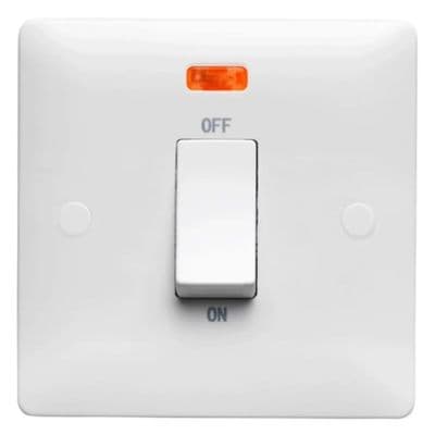 Verso 1 Gang Double Pole Cooker Switch & Neon 50A White Plastic | V816N