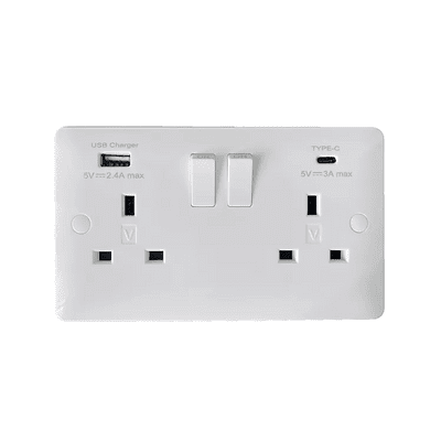 Verso 13A 2G DP TYPE-A & C USB Switched Socket | V322C