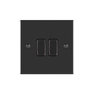 Verso 2 Gang 2 Way Light Switch Matt Black V122-MB