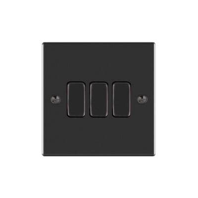 Verso 3 Gang 2 Way Light Switch Matt Black V132-MB