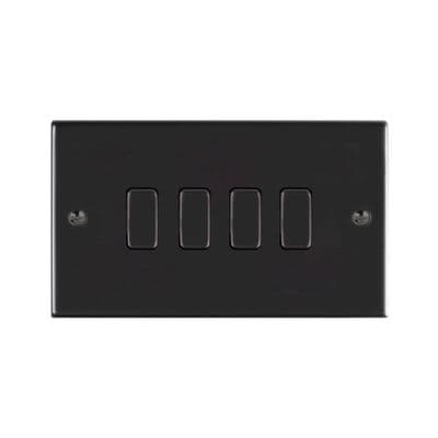 Verso 4 Gang 2 Way Light Switch Matt Black V142-MB