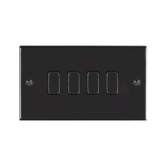 Verso 4 Gang 2 Way Light Switch Matt Black V142-MB