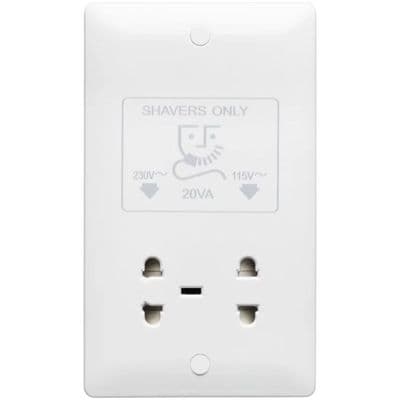 Verso Dual Voltage Shaver Socket White Moulded Plastic | V304
