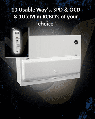 VERSO VCP12MX Consumer Unit 10 Usable Ways + 10 Miniature RCBO's PACKAGE DEAL