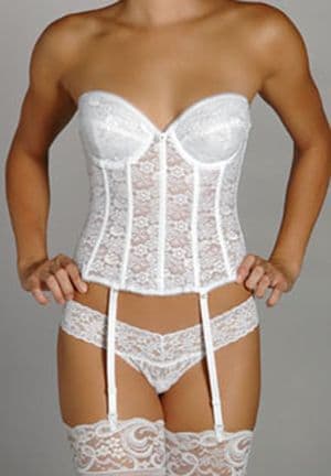 Low Back Wedding Basque with Deep Plunge in Lace