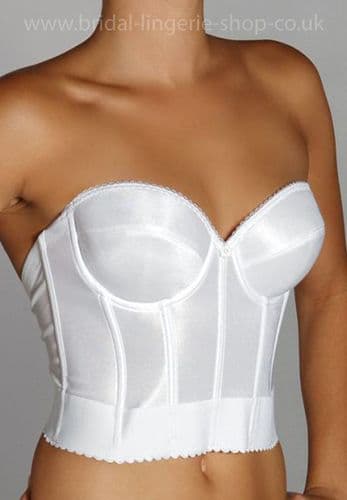 Low Back Wedding Bustier in White Satin