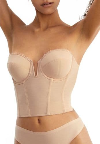 Low Back Wedding Bustier with a Plunge Front