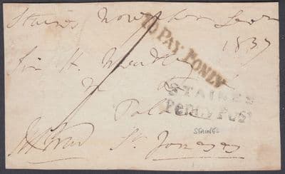 1837 Staines Penny Post / To Pay 1d Only; Signed; Postage Due; Middlesex/Surrey