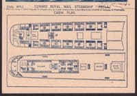 1872 RMS HECLA (Olympus?)Cabin Plan / Cunard Line Brochure;minor damage but Fine
