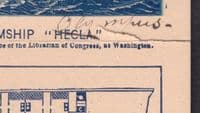 1872 RMS HECLA (Olympus?)Cabin Plan / Cunard Line Brochure;minor damage but Fine