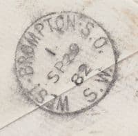 1882 France 25c, Bordeaux to London, West Brompton SO / SW backstamp