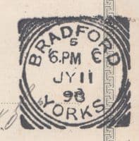 1898 Austria Postcard,  2k+3k; Meran to Bradford, Yorks(Squared Circle Receiver)