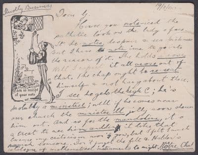 1900 Illustrated appears printed Postcard; Perfin; W.Norwood to Blackfriars