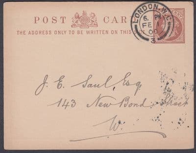 1900 Pharmaceutical Society 1/2d brown Stationery Postcard, London