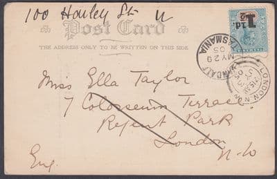 1905 Evandale/Tasmania CDS,QV 1 1/2d: London;Launceston Electric Power House PPC