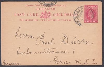 1911 Gibraltar D.Belalm? Stamp Dealer, Gibraltar Stationery Postcard to Germany