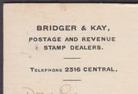 1912 Bridger&Kay Postage&Revenue Stamp  Dealers PC: Giddon, Sidmouth;Downey Head