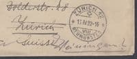 1922 Egypt,Alexandria: Zurich(transit)redirect Herdern,Thurgau (B/S),Switzerland