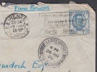 1928 Italy, Firenze Slogan to Warrenpoint Co Down, N.Ireland redirect Glasgow