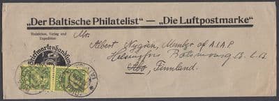1928 The Baltic Philatelist Wrapper, Riga,Latvia: Abo, Finland; Der Baltische P'