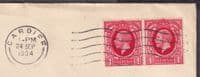 1934 KGV 1d scarlet photogravure A.Phillips RAS Airmail FDC; Cardiff: Liverpool
