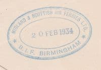 1934 London Airmail to Birmingham; Midland&Scottish Air Ferries Cachets
