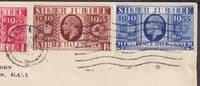 1935 KGV Silver Jubilee Spring & Grun??? 'Card' (3 vals) 'FDC'; London EC M/C