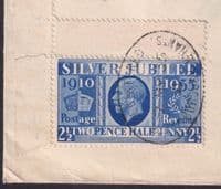 1935 Silver Jubilee margin Set Regd FDC inc.W35 Controls on 3 vals; Peterborough