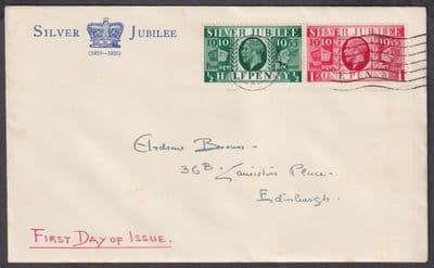 1935 Silver Jubilee scarce design Illustrated FDC; Edinburgh M/C