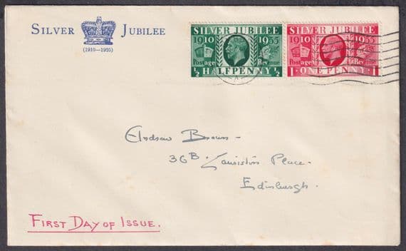 1935 Silver Jubilee scarce design Illustrated FDC; Edinburgh M/C