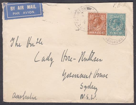 1935 Stanton/Broadway CDS, Airmail: Lady Hore Ruthven Government House Sydney