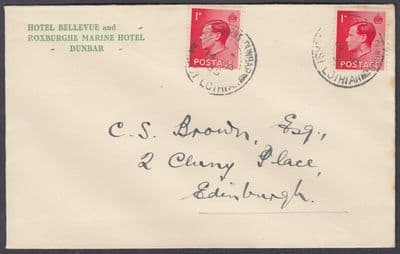 1936 KEVII 1d scarlet definitive Hotel Advertising FDC; West Barnes Dunbar CDS