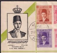 1937 Egypt King Farouk Coronation Illustrated FDC to India; scarce
