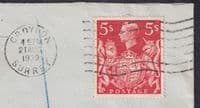 1939 KGVI 5s Arms High Value Definitive Reg'd FDC; Croydon / Surrey CDS;CAT £850