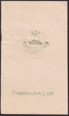 1939 RMS Mauretania July 29th New York to Southampton Third Passenger List
