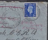 1941 HMS Nile readdressed to Australia HMAS Penquin; Flinders Naval Base; Censor