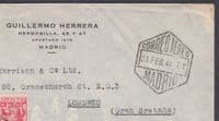 1941 Spain, Madrid Censor / Airmail to London, England