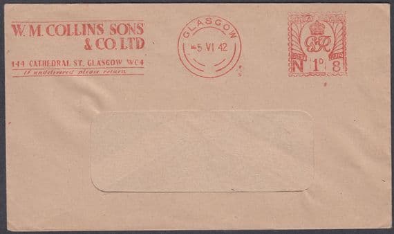 1942 W.M.Collins & Sons Glasgow KGV Advertising Meter