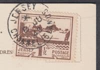 1943 Jersey Views 1 1/2d brown 'FDC' PPC 'Maximum' Card: C.S. Bisson Army Stores