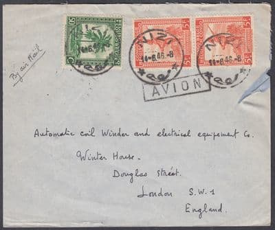 1946 Belgian Congo 5f+5f+50c, Nizi CDS: London SW1;Airmail(boxed 