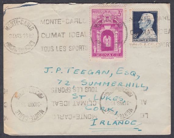 1948 Monaco, Monte Carlo Climate Slogan to St.Lukes, Cork, Ireland